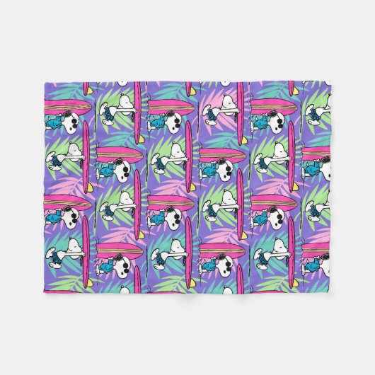 Erdnüsse | Snoopy Lila Surfmuster Fleecedecke (Vorderseite (Horizontal))