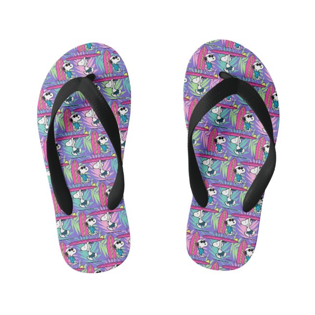 Erdnüsse | Snoopy Lila Surfmuster Kinderbadesandalen (Fußbett)