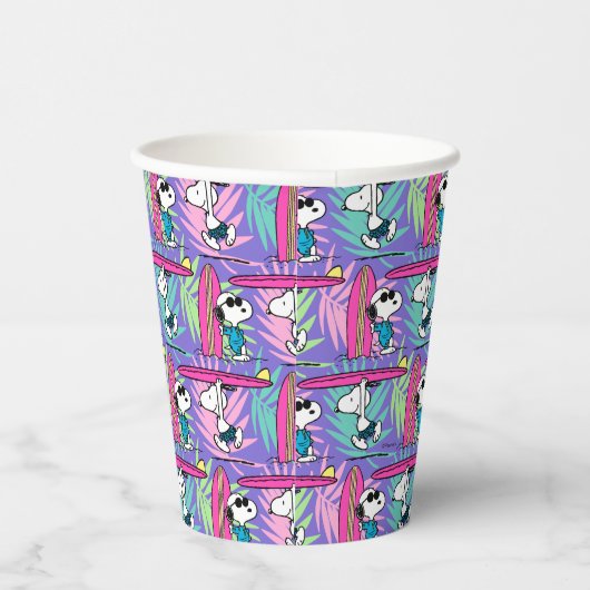 Erdnüsse | Snoopy Lila Surfmuster Pappbecher (Rechts)