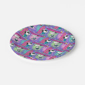 Erdnüsse | Snoopy Lila Surfmuster Pappteller (Schrägansicht)