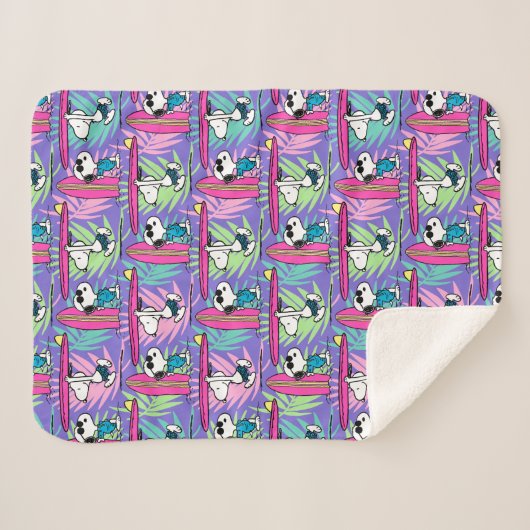 Erdnüsse | Snoopy Lila Surfmuster Sherpadecke (Vorderseite (Horizontal))