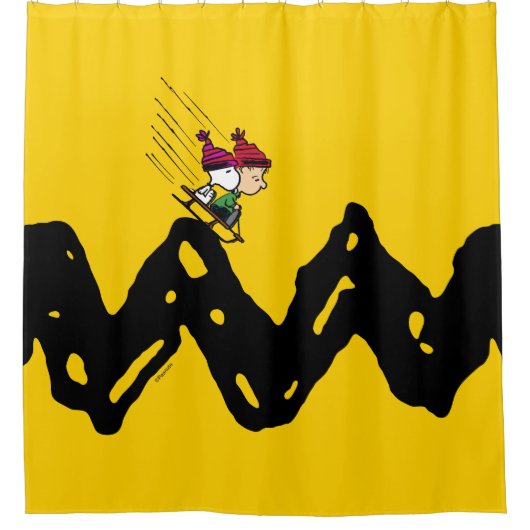 Erdnüsse | Snoopy & Linus Schlittenfahrt Duschvorhang (Vorderseite)