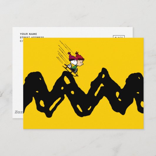Erdnüsse | Snoopy & Linus Schlittenfahrt Postkarte (Vorne/Hinten)