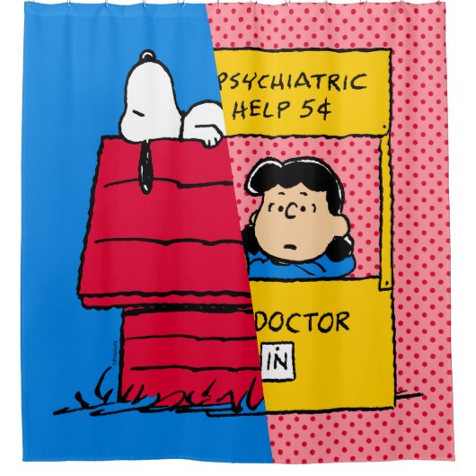 Erdnüsse | Snoopy & Lucy Half & Half Duschvorhang (Vorderseite)
