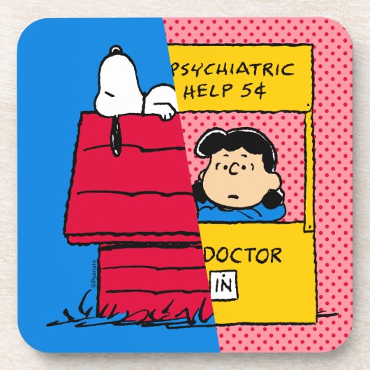 Erdnüsse | Snoopy & Lucy Half & Half Getränkeuntersetzer (Vorderseite)