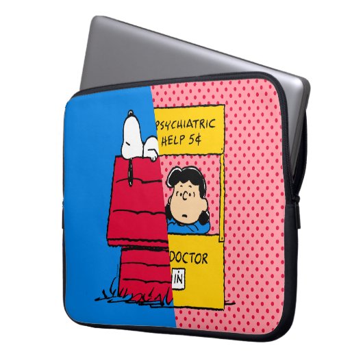 Erdnüsse | Snoopy & Lucy Half & Half Laptopschutzhülle (Vorderseite Links)