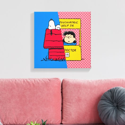 Erdnüsse | Snoopy & Lucy Half & Half Leinwanddruck (Insitu (Wohnzimmer))