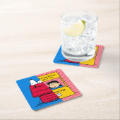 Erdnüsse | Snoopy & Lucy Half & Half Rechteckiger Pappuntersetzer (Vor Ort)