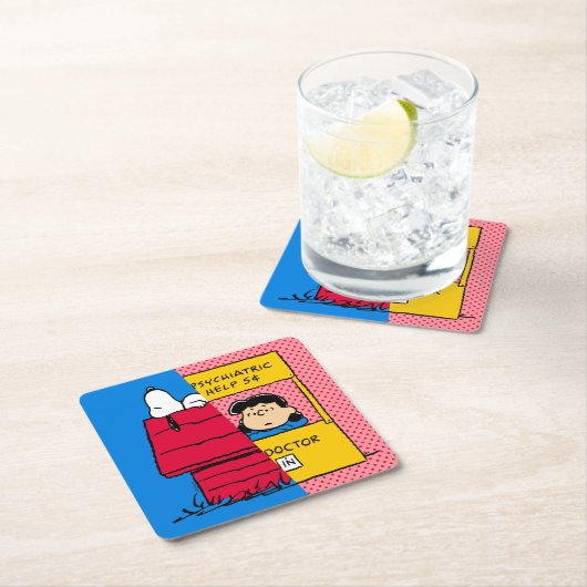 Erdnüsse | Snoopy & Lucy Half & Half Rechteckiger Pappuntersetzer (Vor Ort)