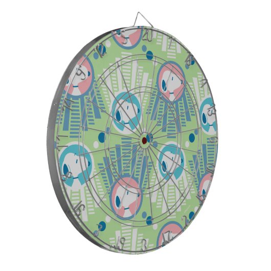 Erdnüsse | Snoopy Mint Green Deko Dreams Pattern Dartscheibe (Vorderseite Links)