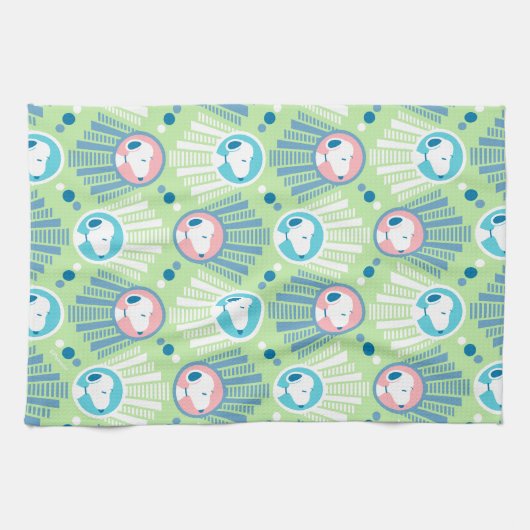 Erdnüsse | Snoopy Mint Green Deko Dreams Pattern Geschirrtuch (Horizontal)