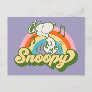 Erdnüsse   Snoopy Music Rainbow Postkarte