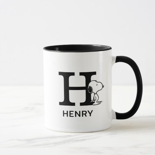 Erdnüsse | Snoopy Name & Monogram H Tasse (Rechts)