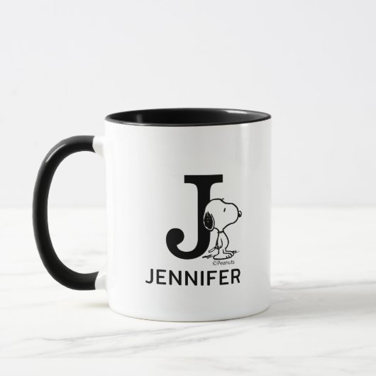 Erdnüsse | Snoopy Name & Monogram J Tasse (Links)