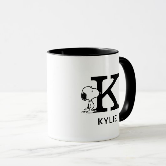 Erdnüsse | Snoopy Name & Monogram K Tasse (VorderseiteRechts)