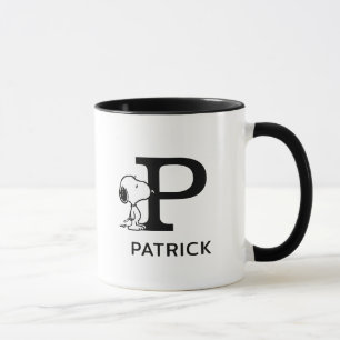 Erdnüsse   Snoopy Name & Monogramm P Tasse