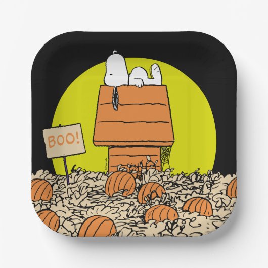 Erdnüsse | Snoopy Napping im Pumpkinpflaster Pappteller (Vorderseite)