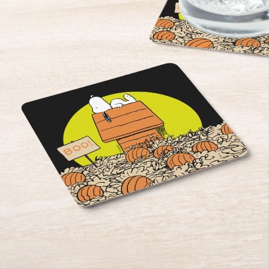 Erdnüsse | Snoopy Napping im Pumpkinpflaster Rechteckiger Pappuntersetzer (angewinkelt)