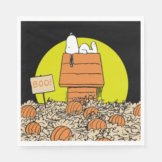 Erdnüsse | Snoopy Napping im Pumpkinpflaster Serviette (Vorderseite)