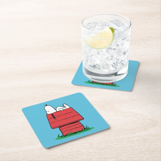 Erdnüsse | Snoopy Napping Rechteckiger Pappuntersetzer (Vor Ort)