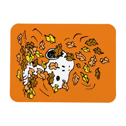 Erdnüsse | Snoopy Pile von Blätter Magnet (Horizontal)