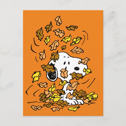 Erdnüsse | Snoopy Pile von Blätter Postkarte (Vorderseite)