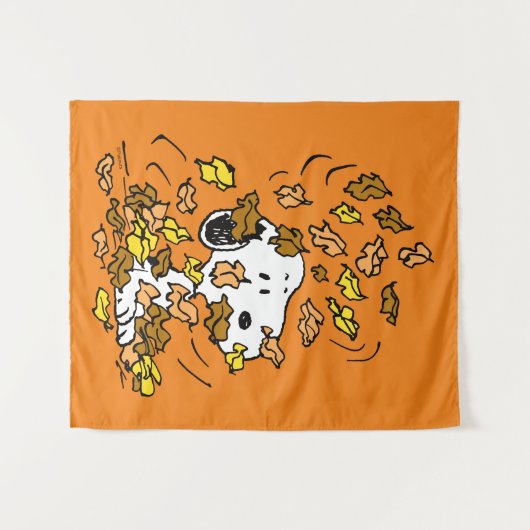 Erdnüsse | Snoopy Pile von Blätter Wandteppich (Vorderseite (Horizontal))