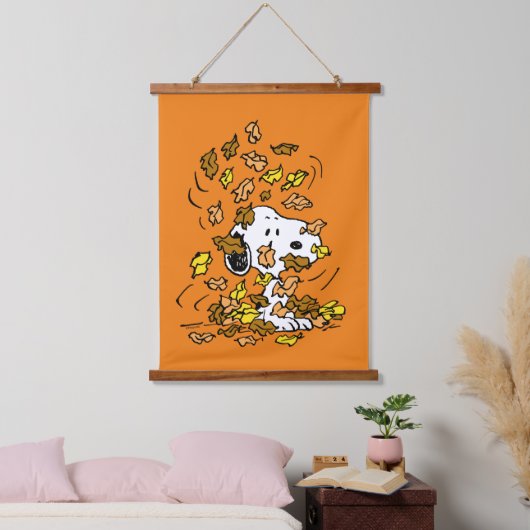 Erdnüsse | Snoopy Pile von Blätter Wandteppich Mit Holzrahmen (Schlafzimmer)
