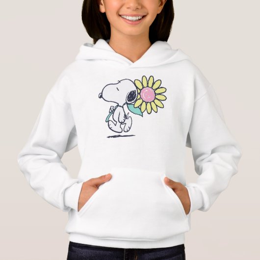 Erdnüsse Snoopy Pink Daisy Blume Hoodie (Vorderseite)