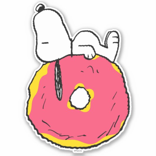 Erdnüsse | Snoopy Pink Donut Aufkleber (Vorderseite)