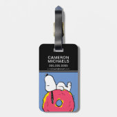 Erdnüsse | Snoopy Pink Donut Gepäckanhänger (Rückseite vertikal)