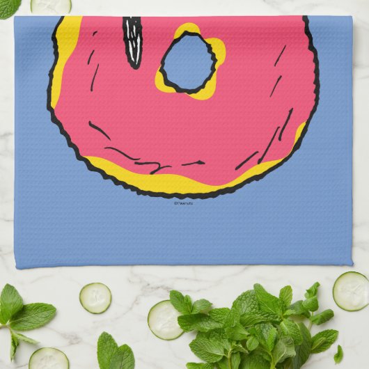 Erdnüsse | Snoopy Pink Donut Geschirrtuch (Gefaltet)