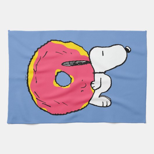 Erdnüsse | Snoopy Pink Donut Geschirrtuch (Horizontal)