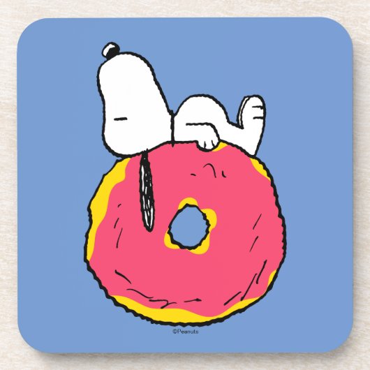 Erdnüsse | Snoopy Pink Donut Getränkeuntersetzer (Vorderseite)