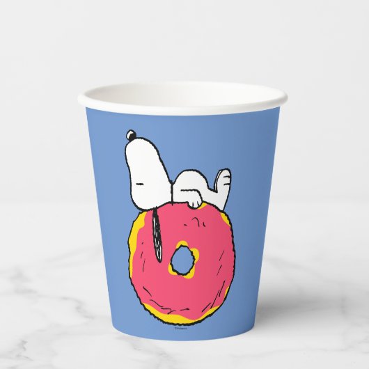 Erdnüsse | Snoopy Pink Donut Pappbecher (Vorderseite)