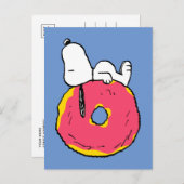 Erdnüsse | Snoopy Pink Donut Postkarte (Vorne/Hinten)