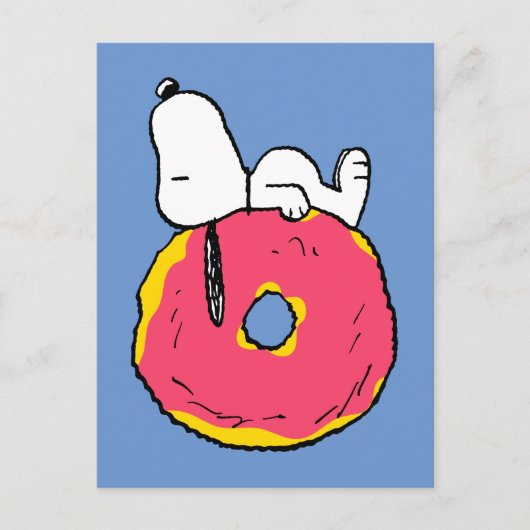 Erdnüsse | Snoopy Pink Donut Postkarte (Vorderseite)