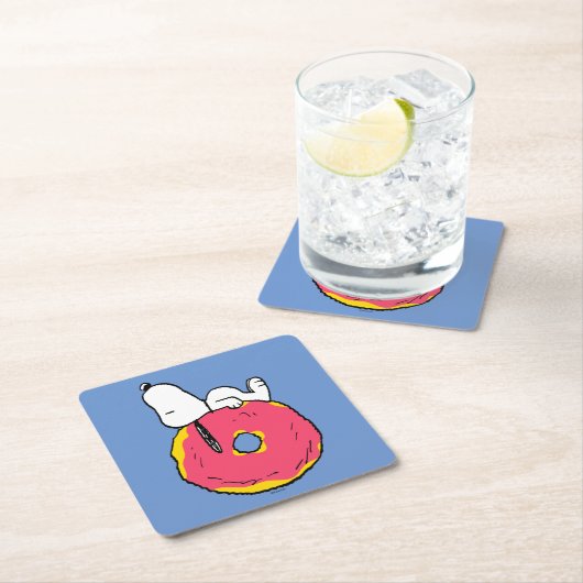 Erdnüsse | Snoopy Pink Donut Rechteckiger Pappuntersetzer (Vor Ort)