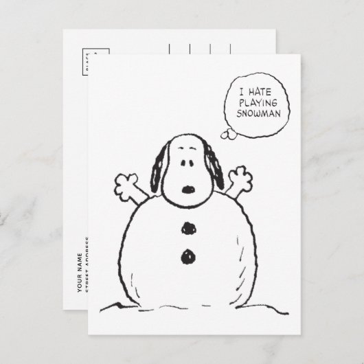 Erdnüsse | Snoopy Playing Snowman Postkarte (Vorne/Hinten)