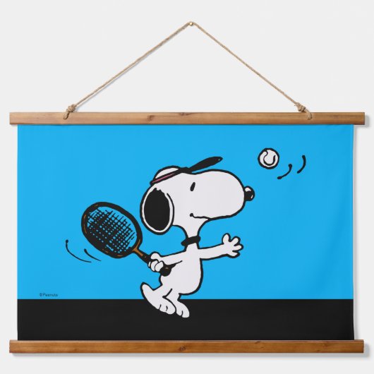 Erdnüsse | Snoopy Plays Tennis Wandteppich Mit Holzrahmen (Vorne)