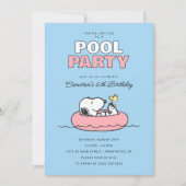 Erdnüsse - Snoopy - Pool Party Sommer Geburtstag Einladung (Vorderseite)