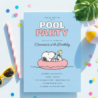 Erdnüsse - Snoopy - Pool Party Sommer Geburtstag Einladung