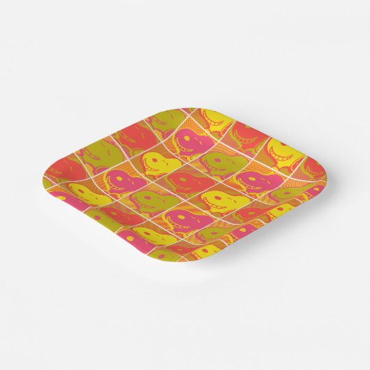 Erdnüsse | Snoopy Pop Art Pattern Pappteller (Gewinkelt)