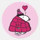 Erdnüsse | Snoopy Puffer Jacket Valentine Runder Aufkleber (Vorderseite)