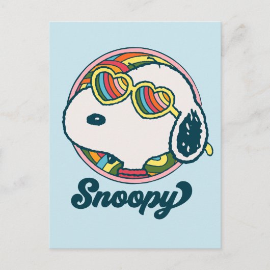 Erdnüsse | Snoopy Rainbow Heart Sonnenbrille Postkarte (Vorderseite)