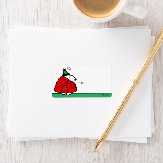 Erdnüsse | Snoopy Red Puffer Jacket Adressaufkleber (Insitu)