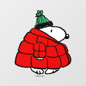 Erdnüsse | Snoopy Red Puffer Jacket Fensteraufkleber (Blatt)
