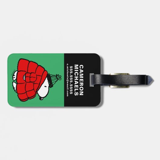 Erdnüsse | Snoopy Red Puffer Jacket Gepäckanhänger (Rückseite horizontal)