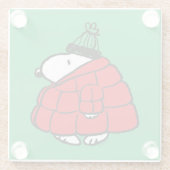 Erdnüsse | Snoopy Red Puffer Jacket Glasuntersetzer (Rückseite)