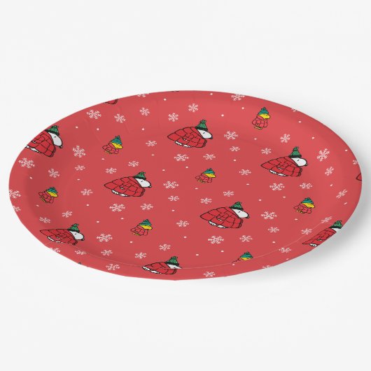 Erdnüsse | Snoopy Red Puffer Jacket Pappteller (Schrägansicht)